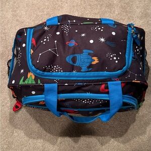 3 Piece Slumber Set Space-Themed Black and Blue Duffle Bag